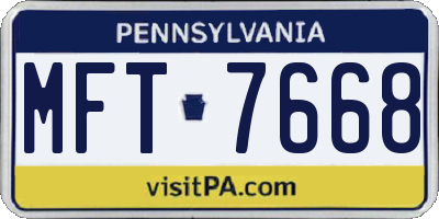 PA license plate MFT7668