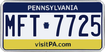 PA license plate MFT7725