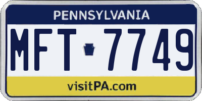 PA license plate MFT7749