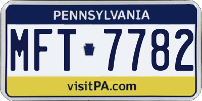 PA license plate MFT7782