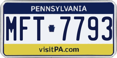 PA license plate MFT7793