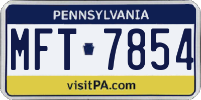 PA license plate MFT7854