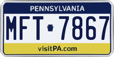 PA license plate MFT7867