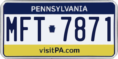 PA license plate MFT7871