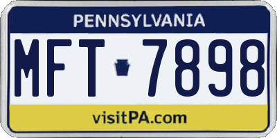 PA license plate MFT7898