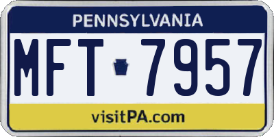 PA license plate MFT7957