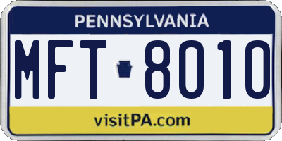 PA license plate MFT8010