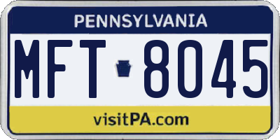 PA license plate MFT8045