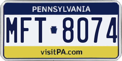 PA license plate MFT8074