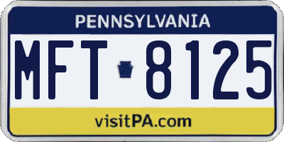PA license plate MFT8125