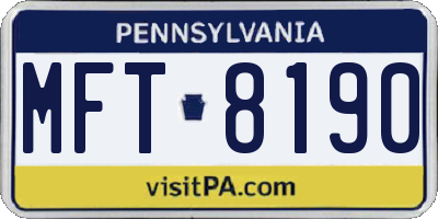 PA license plate MFT8190