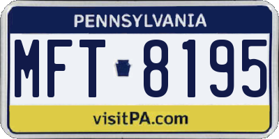 PA license plate MFT8195