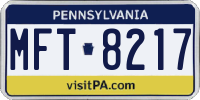 PA license plate MFT8217