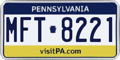 PA license plate MFT8221