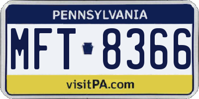 PA license plate MFT8366