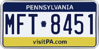 PA license plate MFT8451