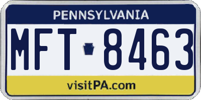 PA license plate MFT8463