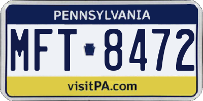 PA license plate MFT8472