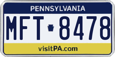 PA license plate MFT8478
