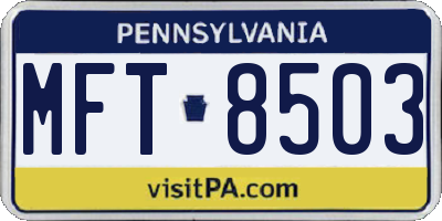 PA license plate MFT8503