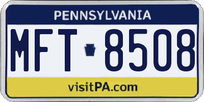 PA license plate MFT8508