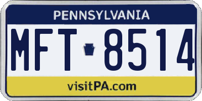 PA license plate MFT8514