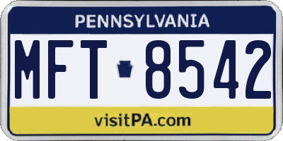 PA license plate MFT8542