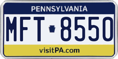 PA license plate MFT8550