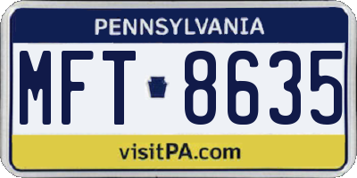 PA license plate MFT8635