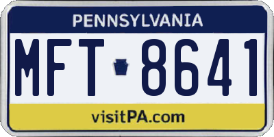 PA license plate MFT8641
