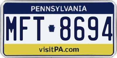 PA license plate MFT8694