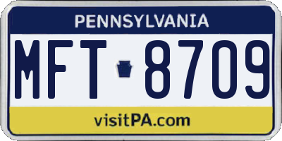 PA license plate MFT8709