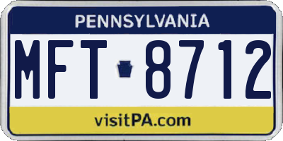 PA license plate MFT8712