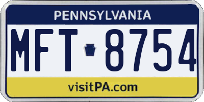 PA license plate MFT8754