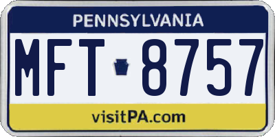 PA license plate MFT8757