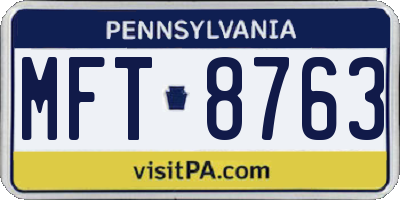 PA license plate MFT8763