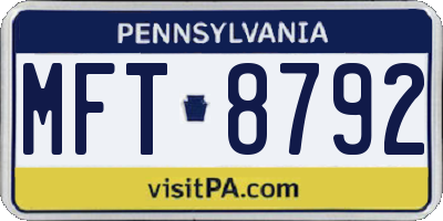 PA license plate MFT8792