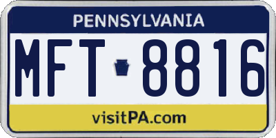 PA license plate MFT8816