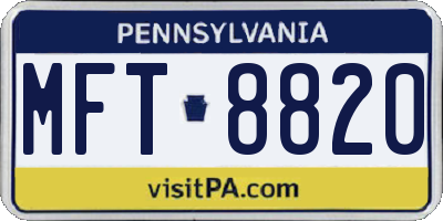 PA license plate MFT8820