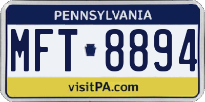 PA license plate MFT8894