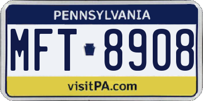 PA license plate MFT8908