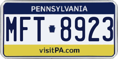 PA license plate MFT8923