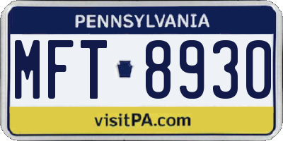 PA license plate MFT8930