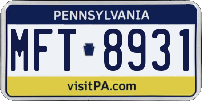 PA license plate MFT8931
