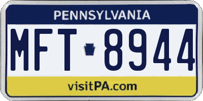 PA license plate MFT8944