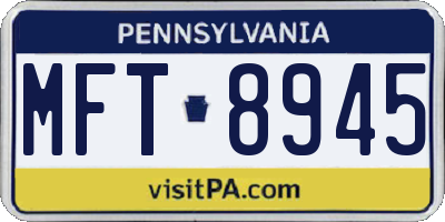 PA license plate MFT8945