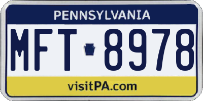PA license plate MFT8978
