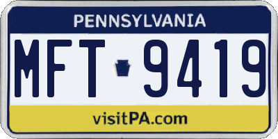 PA license plate MFT9419