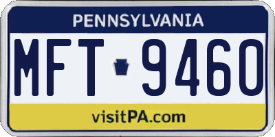 PA license plate MFT9460