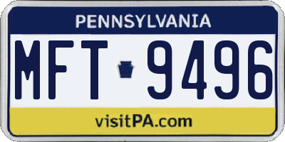 PA license plate MFT9496
